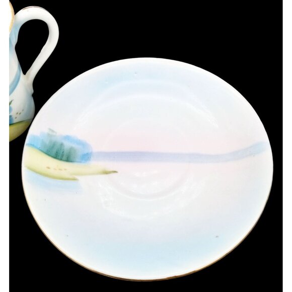 Chikaramachi Tea Cups Saucer Set Cottage Landscape Porcelain Japanese Vintage - Picture 3 of 13